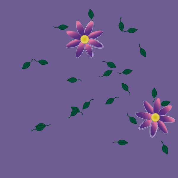 Fleurs Aux Feuilles Vertes Composition Libre Illustration Vectorielle — Image vectorielle