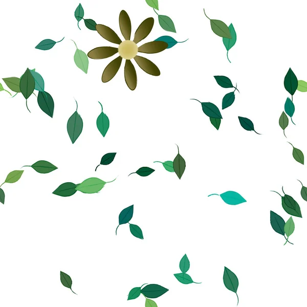 Free Composition Simple Colorful Flowers Green Leaves Wallpaper Vector Illustration — Stock Vector