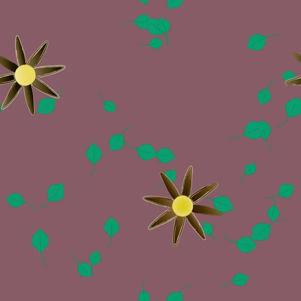 Flores Con Hojas Verdes Composición Libre Ilustración Vectorial — Vector de stock