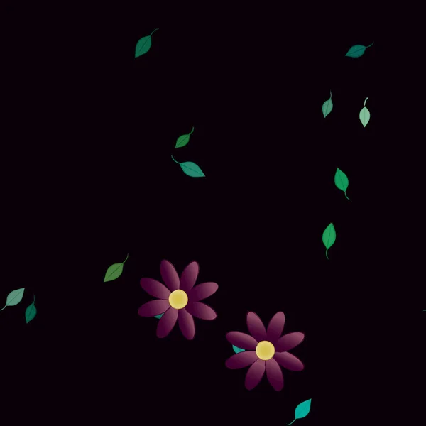 Composition Design Avec Fleurs Simples Feuilles Vertes Illustration Vectorielle — Image vectorielle