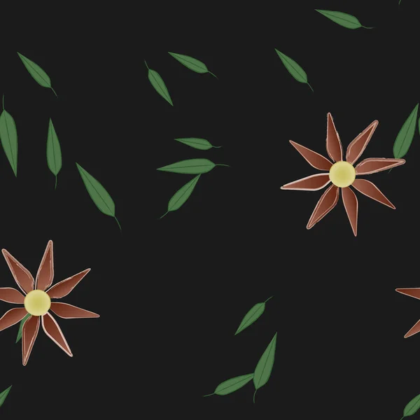 Composition Design Avec Fleurs Simples Feuilles Vertes Illustration Vectorielle — Image vectorielle