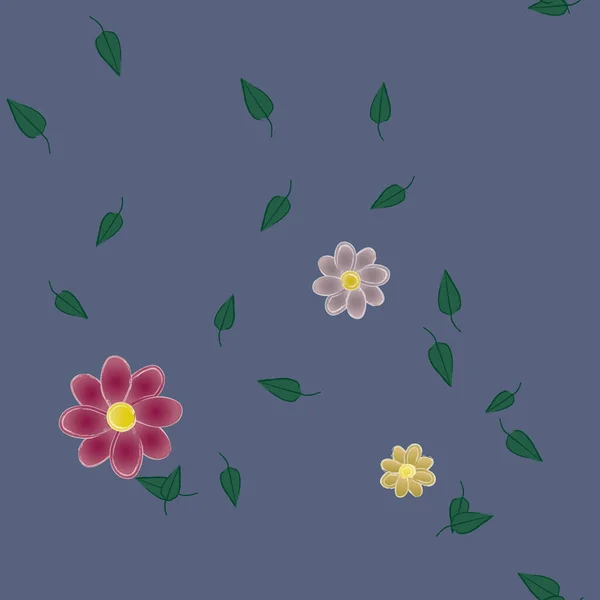 Fleurs Colorées Feuilles Vertes Arrière Plan Illustration Vectorielle — Image vectorielle