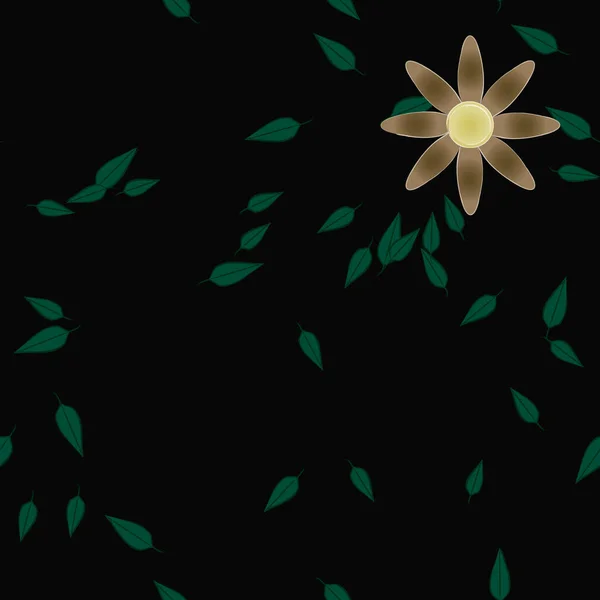 Flores Colores Hojas Verdes Fondo Ilustración Vectorial — Vector de stock