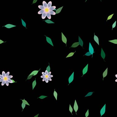 Serbest kompozisyonda yeşil yapraklı çiçekler, vektör illüstrasyonu