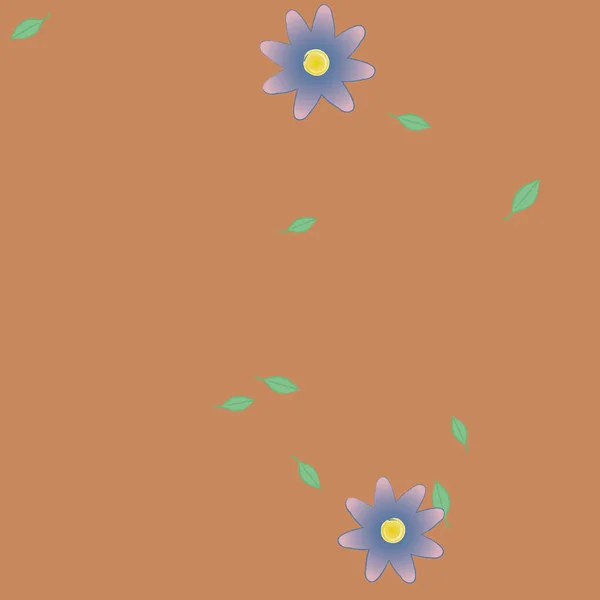 Modèle Vectoriel Avec Des Fleurs Colorées Simples Des Feuilles Vertes — Image vectorielle