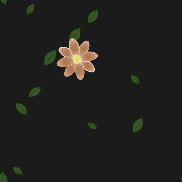 Mooie Compositie Met Eenvoudige Gekleurde Bloemen Groene Bladeren Achtergrond Vector — Stockvector