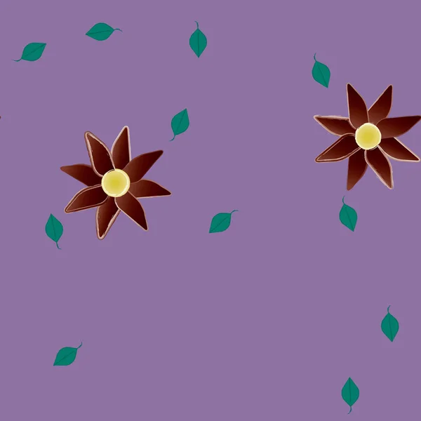 Composition Design Avec Fleurs Simples Feuilles Vertes Illustration Vectorielle — Image vectorielle