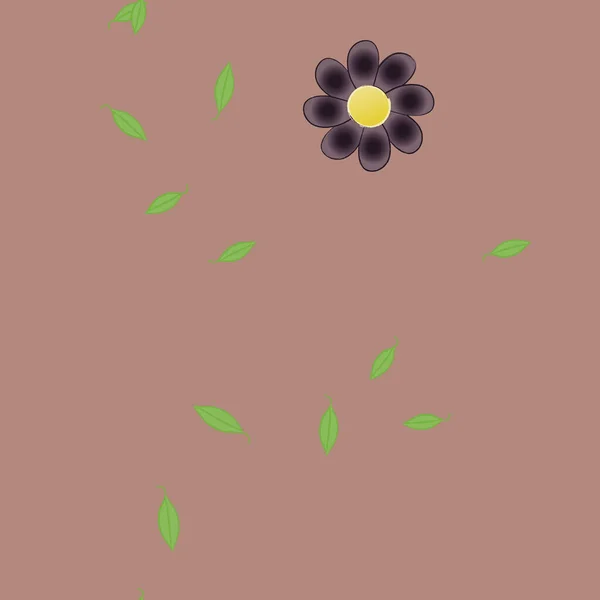 Flores Simples Con Hojas Verdes Composición Libre Ilustración Vectorial — Archivo Imágenes Vectoriales