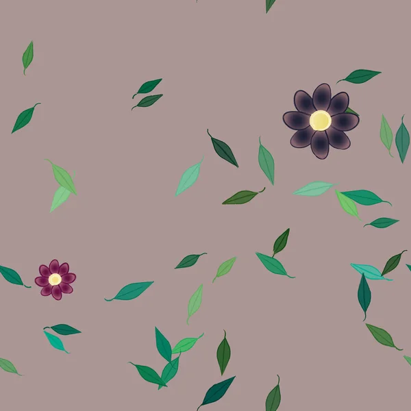 Flores Colores Hojas Verdes Fondo Ilustración Vectorial — Archivo Imágenes Vectoriales