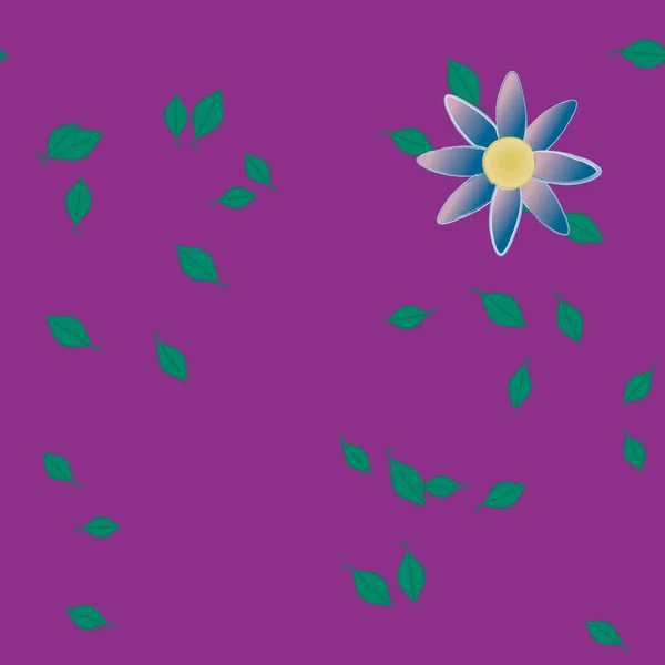 Flores Simples Con Hojas Verdes Composición Libre Ilustración Vectorial — Vector de stock