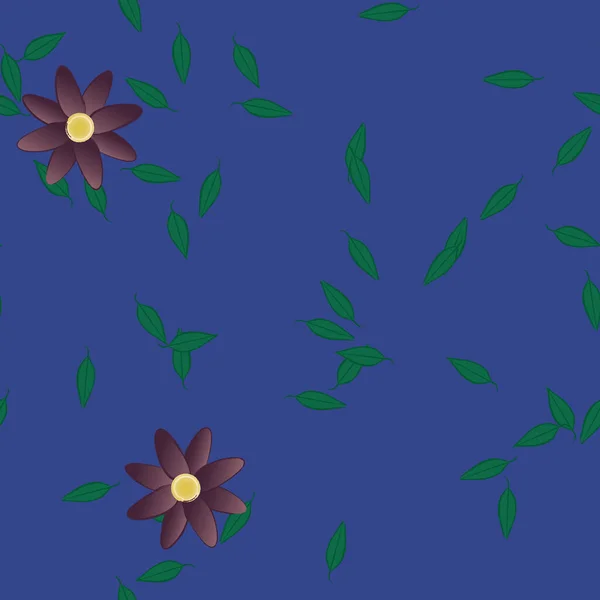 Fleurs Colorées Feuilles Vertes Arrière Plan Illustration Vectorielle — Image vectorielle