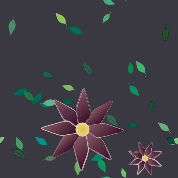 Composition Design Avec Fleurs Simples Feuilles Vertes Illustration Vectorielle — Image vectorielle