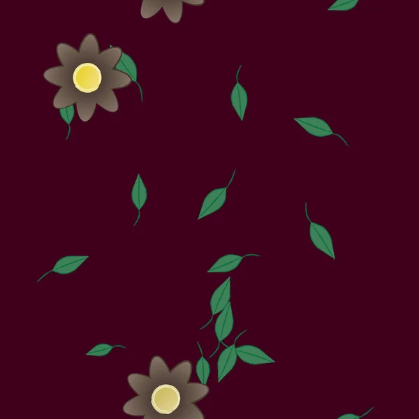 Fleurs Colorées Feuilles Vertes Arrière Plan Illustration Vectorielle — Image vectorielle