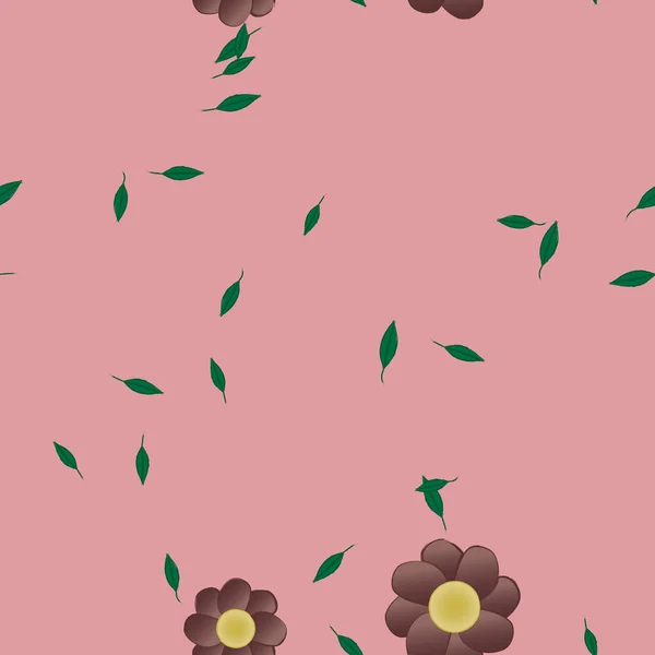 Flores Colores Hojas Verdes Fondo Ilustración Vectorial — Vector de stock