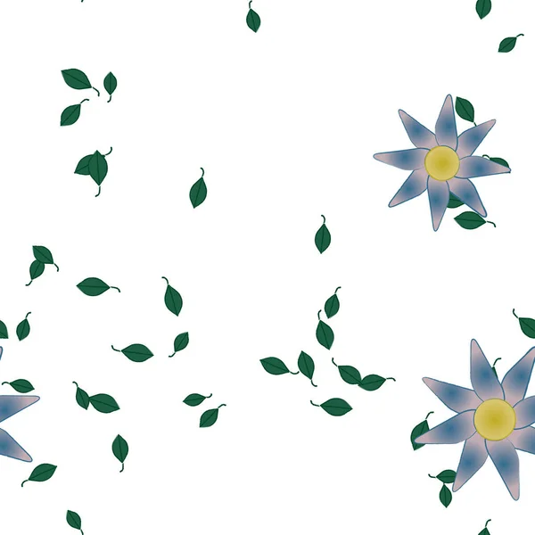 Composição Design Com Flores Simples Folhas Verdes Ilustração Vetorial — Vetor de Stock