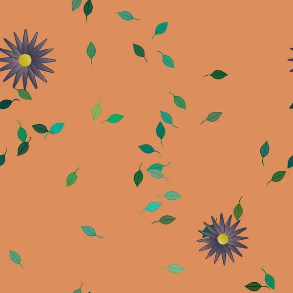 Fleurs Simples Avec Des Feuilles Vertes Composition Libre Illustration Vectorielle — Image vectorielle