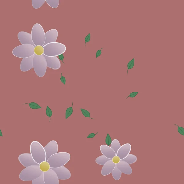 Flores Colores Hojas Verdes Fondo Ilustración Vectorial — Archivo Imágenes Vectoriales