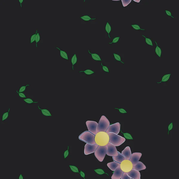 Flores Colores Hojas Verdes Fondo Ilustración Vectorial — Vector de stock