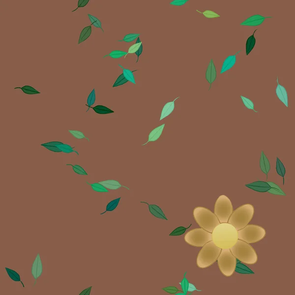 Fleurs Colorées Feuilles Vertes Arrière Plan Illustration Vectorielle — Image vectorielle