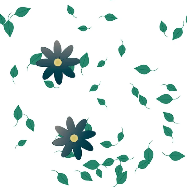 Flores Coloridas Folhas Verdes Fundo Ilustração Vetorial — Vetor de Stock