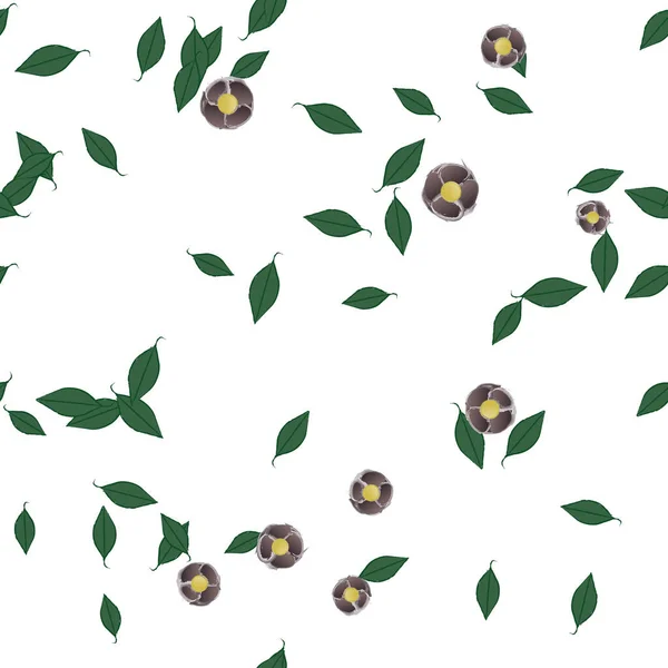 Blommor Med Gröna Blad Fri Sammansättning Vektor Illustration — Stock vektor