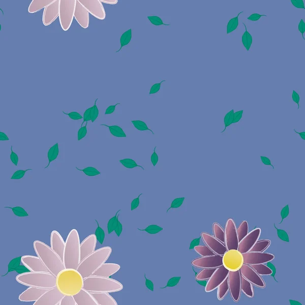 Composição Design Com Flores Simples Folhas Verdes Ilustração Vetorial — Vetor de Stock