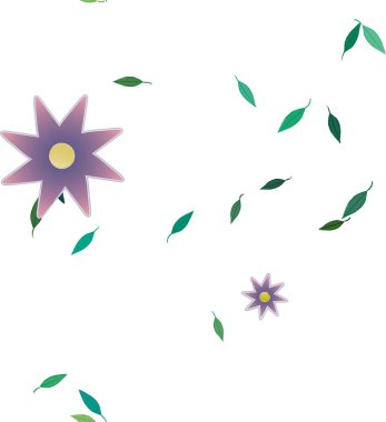 Basit renkli çiçekler ve yeşil yapraklı vektör şablonu