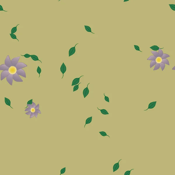 Composition Design Avec Fleurs Simples Feuilles Vertes Illustration Vectorielle — Image vectorielle