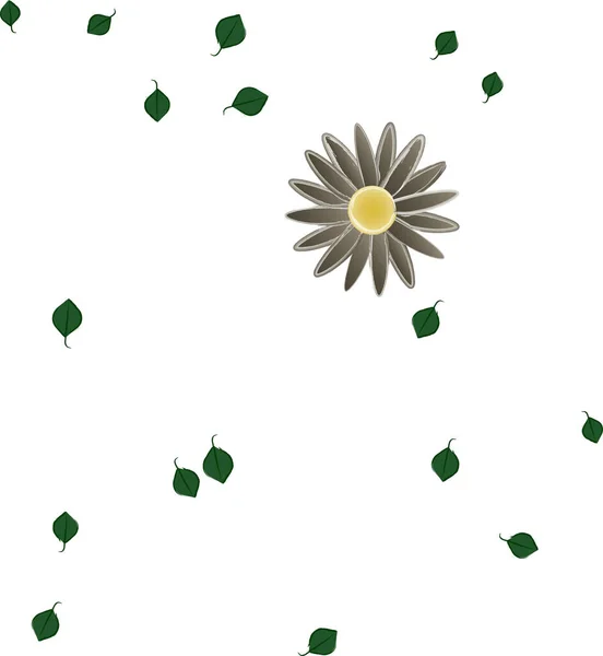 Красива Композиція Простими Кольоровими Квітами Зеленим Листям Фоні Векторні Ілюстрації — стоковий вектор