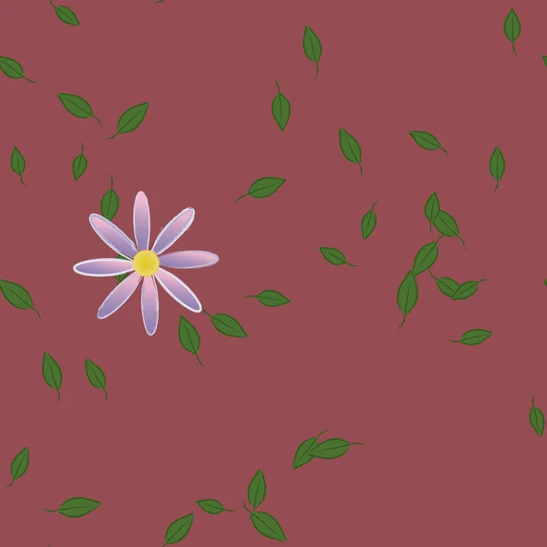 Composición Libre Con Flores Colores Simples Hojas Verdes Para Papel — Vector de stock