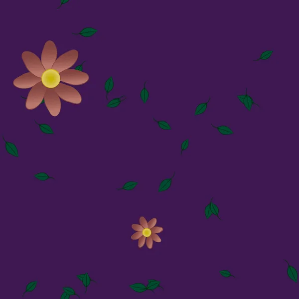 Flores Con Hojas Verdes Composición Libre Ilustración Vectorial — Vector de stock