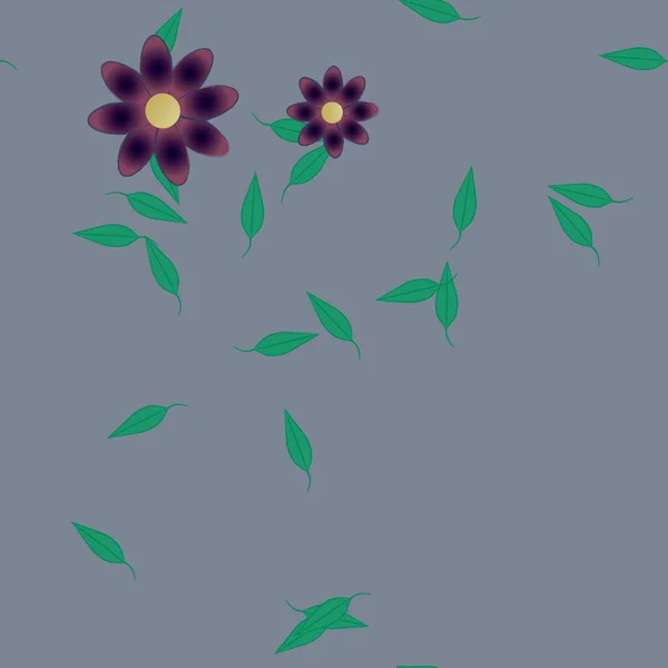 Flores Con Hojas Verdes Composición Libre Ilustración Vectorial — Vector de stock