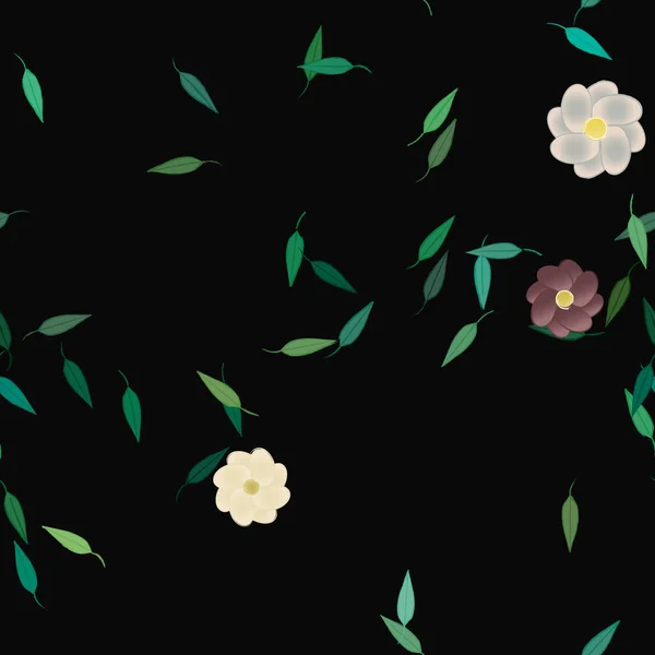 Frittsammensatt Sammensetning Med Enkle Fargerike Blomster Grønne Blader Til Tapeter – stockvektor