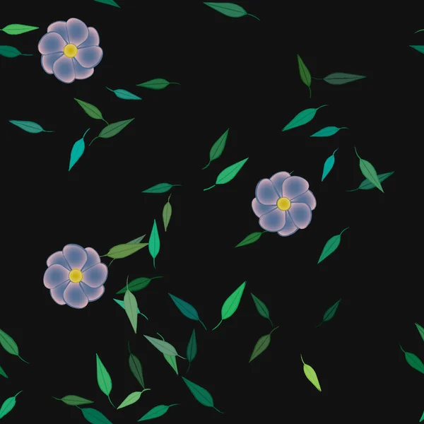 Composición Diseño Con Flores Simples Hojas Verdes Ilustración Vectorial — Vector de stock