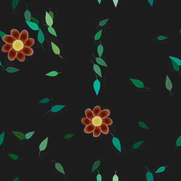 Composición Libre Con Flores Colores Simples Hojas Verdes Para Papel — Archivo Imágenes Vectoriales