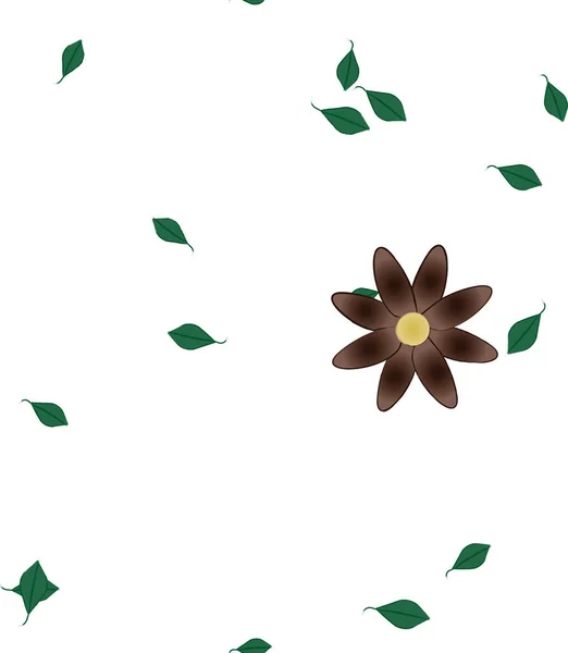 Векторний Шаблон Простими Барвистими Квітами Зеленим Листям — стоковий вектор
