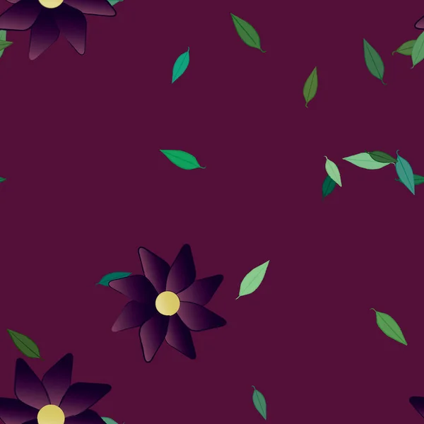 Belle Composition Avec Des Fleurs Colorées Simples Des Feuilles Vertes — Image vectorielle