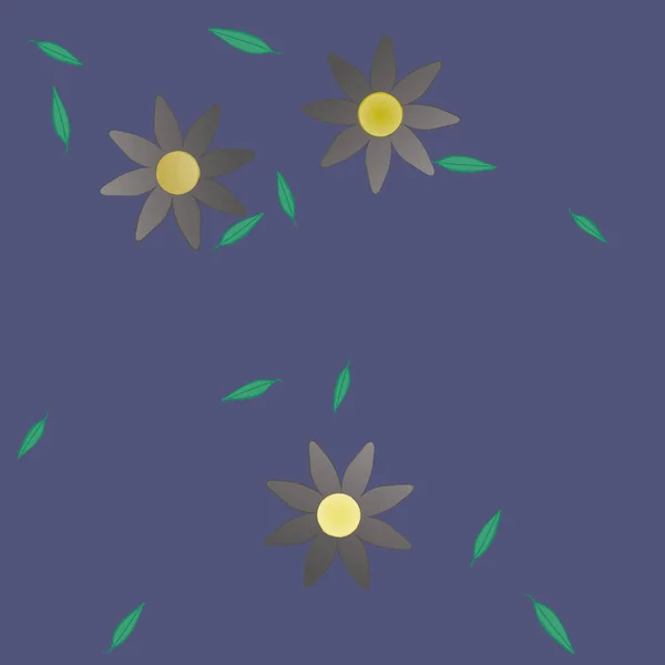 Composición Diseño Con Flores Simples Hojas Verdes Ilustración Vectorial — Archivo Imágenes Vectoriales