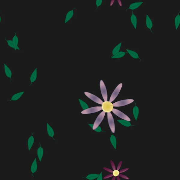 Composition Design Avec Fleurs Simples Feuilles Vertes Illustration Vectorielle — Image vectorielle