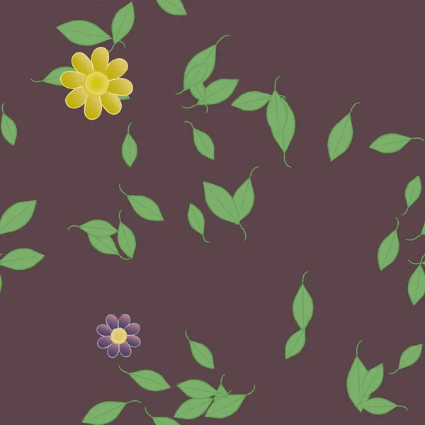 Flores Con Hojas Verdes Composición Libre Ilustración Vectorial — Vector de stock