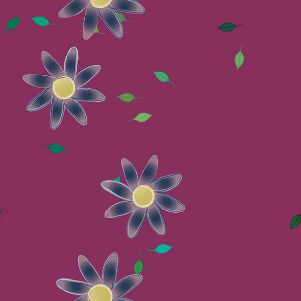 Composition Design Avec Fleurs Simples Feuilles Vertes Illustration Vectorielle — Image vectorielle