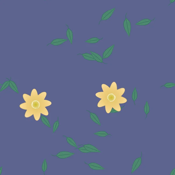 Flores Con Hojas Verdes Composición Libre Ilustración Vectorial — Archivo Imágenes Vectoriales