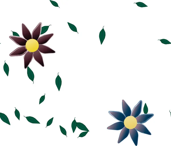 Composição Design Com Flores Simples Folhas Verdes Ilustração Vetorial — Vetor de Stock