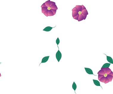 Basit renkli çiçekler ve yeşil yapraklı vektör şablonu