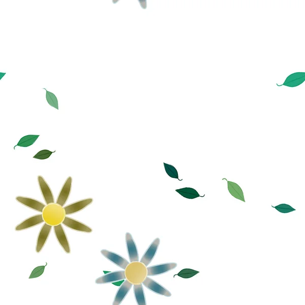 Composición Libre Con Flores Colores Simples Hojas Verdes Para Papel — Vector de stock