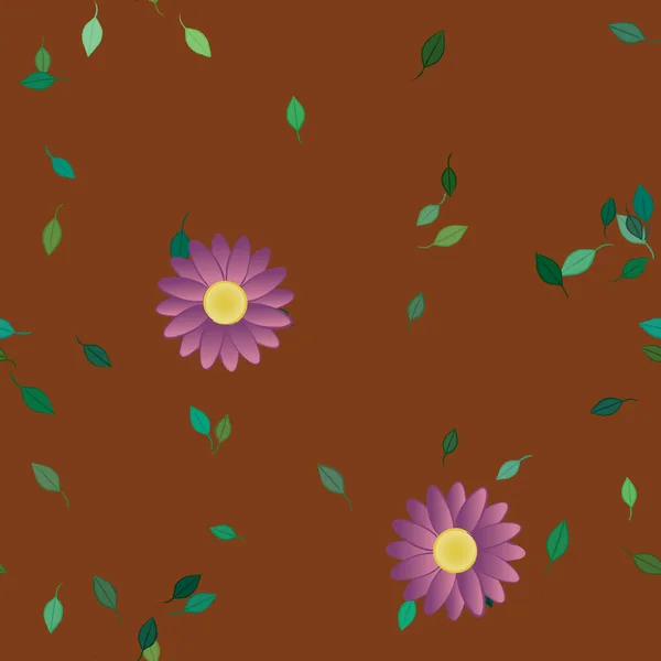 Composición Libre Con Flores Colores Simples Hojas Verdes Para Papel — Vector de stock