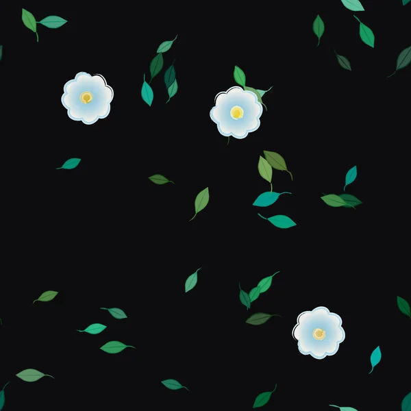 Composição Livre Com Flores Coloridas Simples Folhas Verdes Para Papel — Vetor de Stock