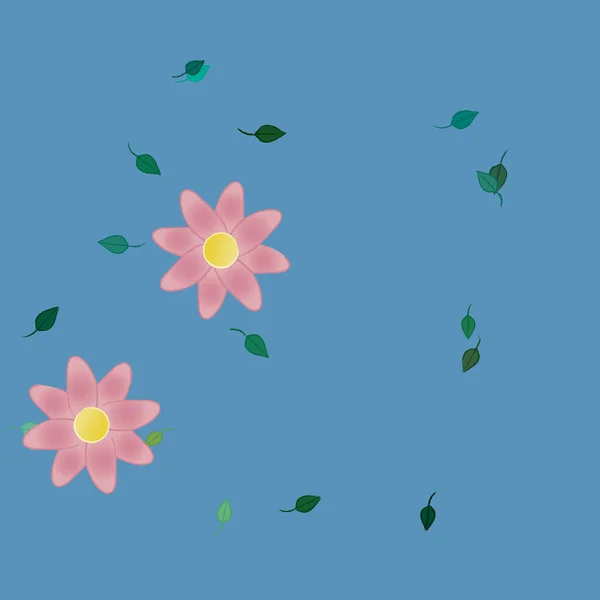 Composition Design Avec Fleurs Simples Feuilles Vertes Illustration Vectorielle — Image vectorielle