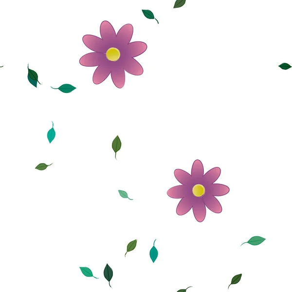 Design Composition Simple Flowers Green Leaves Vector Illustration — Stock Vector