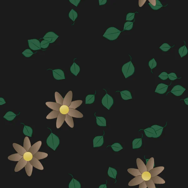 Composición Libre Con Flores Colores Simples Hojas Verdes Para Papel — Archivo Imágenes Vectoriales